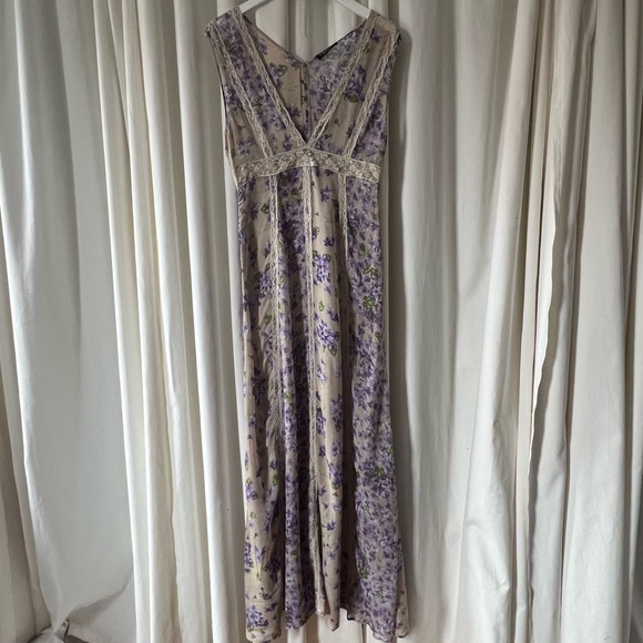 TWINSET Purple Floral and Lace Long Dress M Italian 44 - Picture 2 of 9